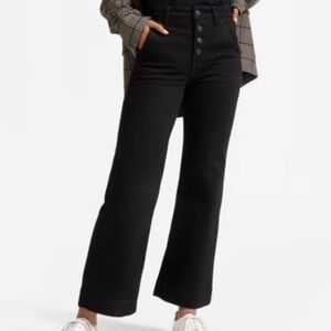 Everlane Jeans Women’s Size 26 The Button Fly High Rise Wide Leg Black Ankle